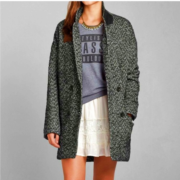 Abercrombie & Fitch Jackets & Blazers - Abercrombie & Fitch Madeline Longline Double Breasted Tweed Pea Coat Small